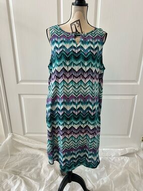 Ricki's Teal, Purple & White Zigzag Sleeveless Dress